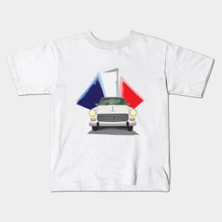 Illustration of a White Peugeot 404 with the French Flag Behind Kids T-Shirt